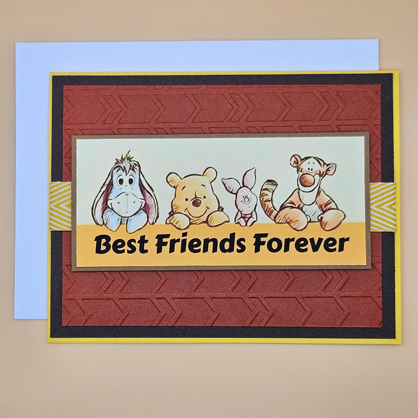 Handmade Winnie The Pooh & Friends Card, Personalized Card For Birthdays, Congratulations, Thinking of You, Best Friends Forever