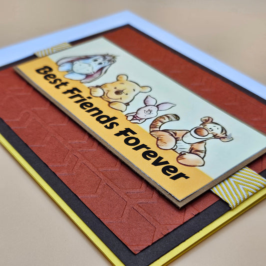 Handmade Winnie The Pooh & Friends Card, Personalized Card For Birthdays, Congratulations, Thinking of You, Best Friends Forever Tiddly Pom Cards