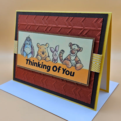 Handmade Winnie The Pooh & Friends Card, Personalized Card For Birthdays, Congratulations, Thinking of You, Best Friends Forever