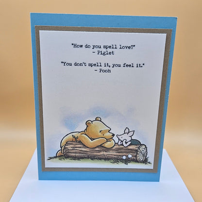 Winnie the Pooh Card for Friends, Handmade Friendship Greeting Card, Piglet & Pooh Quote Card For Best Friend, Bestie Card