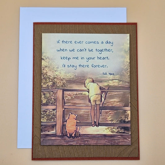 Winnie the Pooh Friendship Card, Handmade Heartfelt Greeting Card for Friends, A.A. Milne Quote