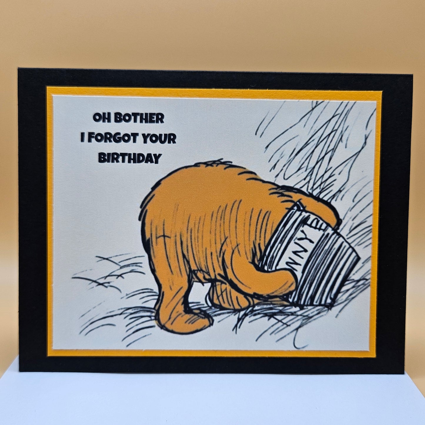 Belated Birthday Card, Handmade Winnie the Pooh Greeting Card, Oh Bother