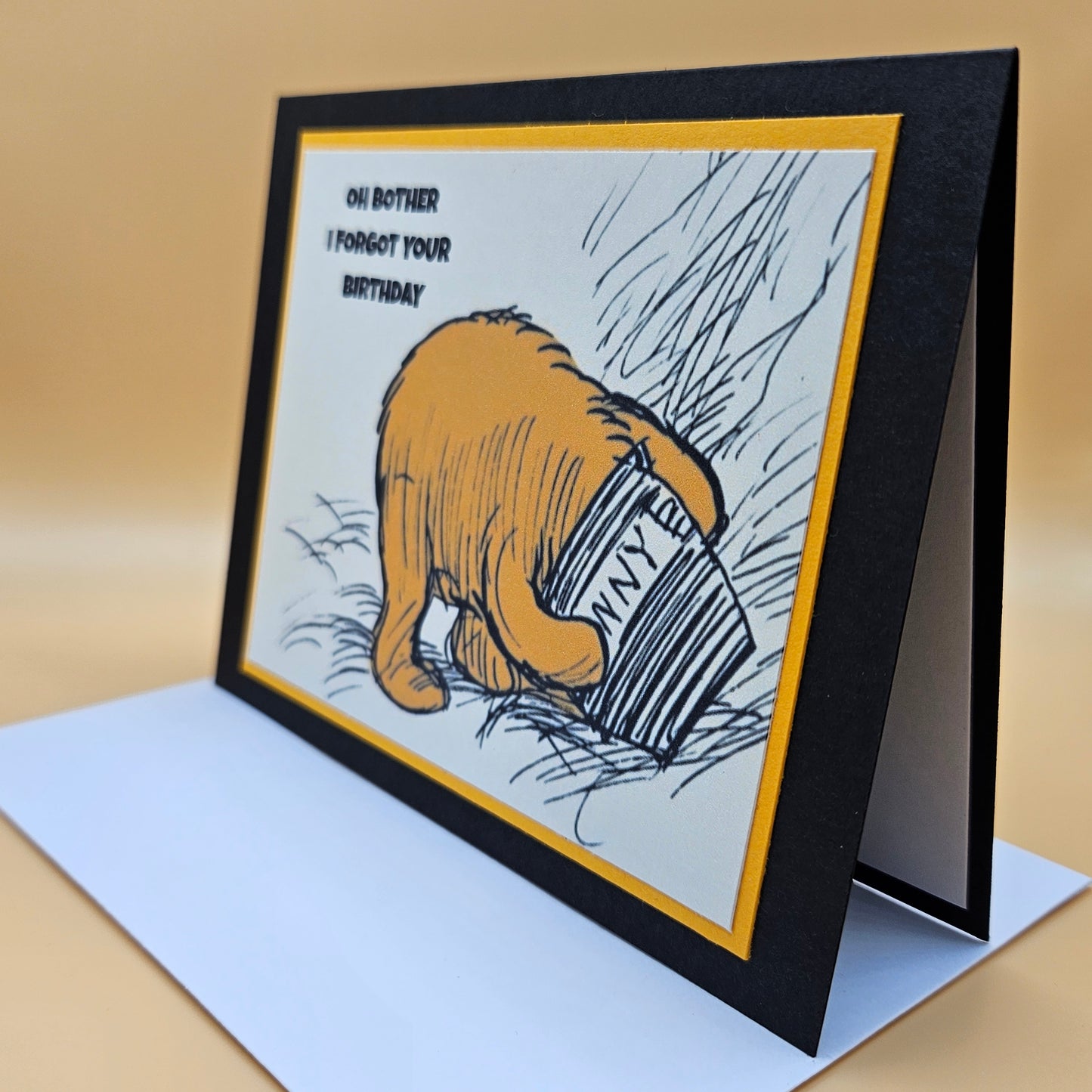 Belated Birthday Card, Handmade Winnie the Pooh Greeting Card, Oh Bother