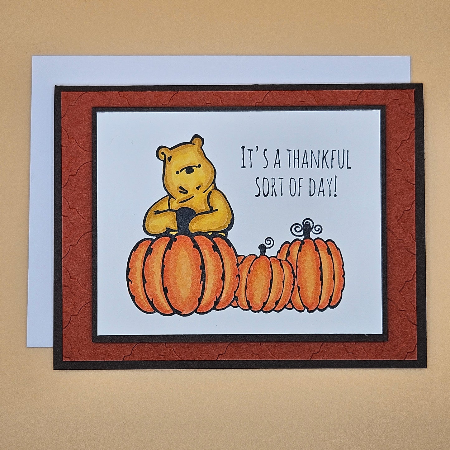 Handmade Thanksgiving Card, Winnie the Pooh Fall Greeting Card, It's a Thankful Sort of Day