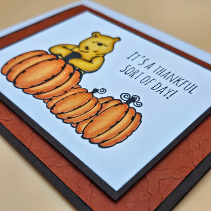 Handmade Thanksgiving Card, Winnie the Pooh Fall Greeting Card, It's a Thankful Sort of Day