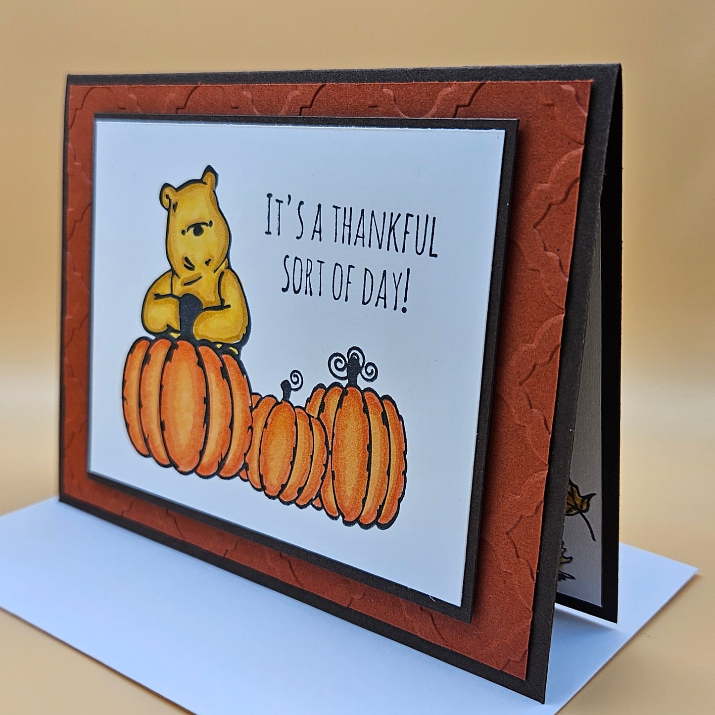 Handmade Thanksgiving Card, Winnie the Pooh Fall Greeting Card, It's a Thankful Sort of Day