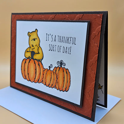 Handmade Thanksgiving Card, Winnie the Pooh Fall Greeting Card, It's a Thankful Sort of Day