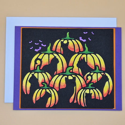 Handmade Halloween Card, Spooky Greeting Card for Cat Lovers, Black Cat & Pumpkin Card