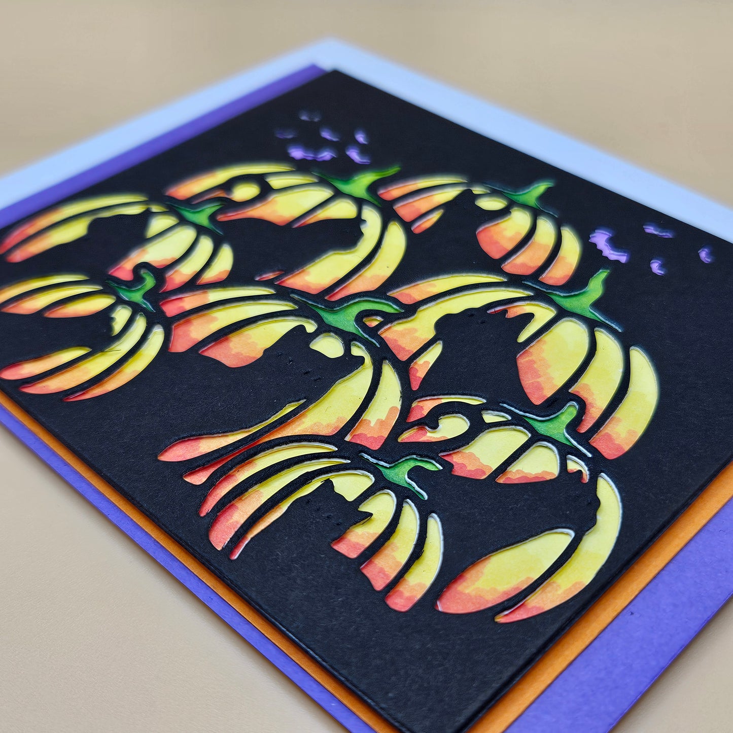 Handmade Halloween Card, Spooky Greeting Card for Cat Lovers, Black Cat & Pumpkin Card