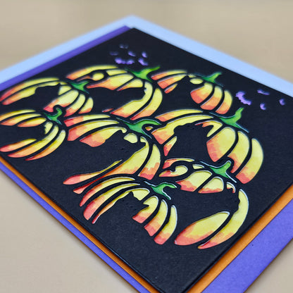 Handmade Halloween Card, Spooky Greeting Card for Cat Lovers, Black Cat & Pumpkin Card