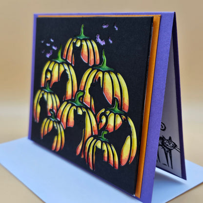 Handmade Halloween Card, Spooky Greeting Card for Cat Lovers, Black Cat & Pumpkin Card