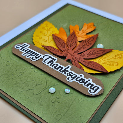 Thanksgiving Card, Handmade Fall Greeting Card, Layered Leaves, Autumn Thank You Card, Grateful Card, A2 Embossed Card