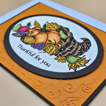 Handmade Thanksgiving Card, Fall Give Thanks Greeting Card, Embossed Thank You Card for Friends & Family