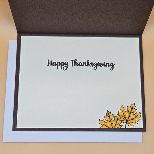 Handmade Thanksgiving Card, Fall Give Thanks Greeting Card, Embossed Thank You Card for Friends & Family