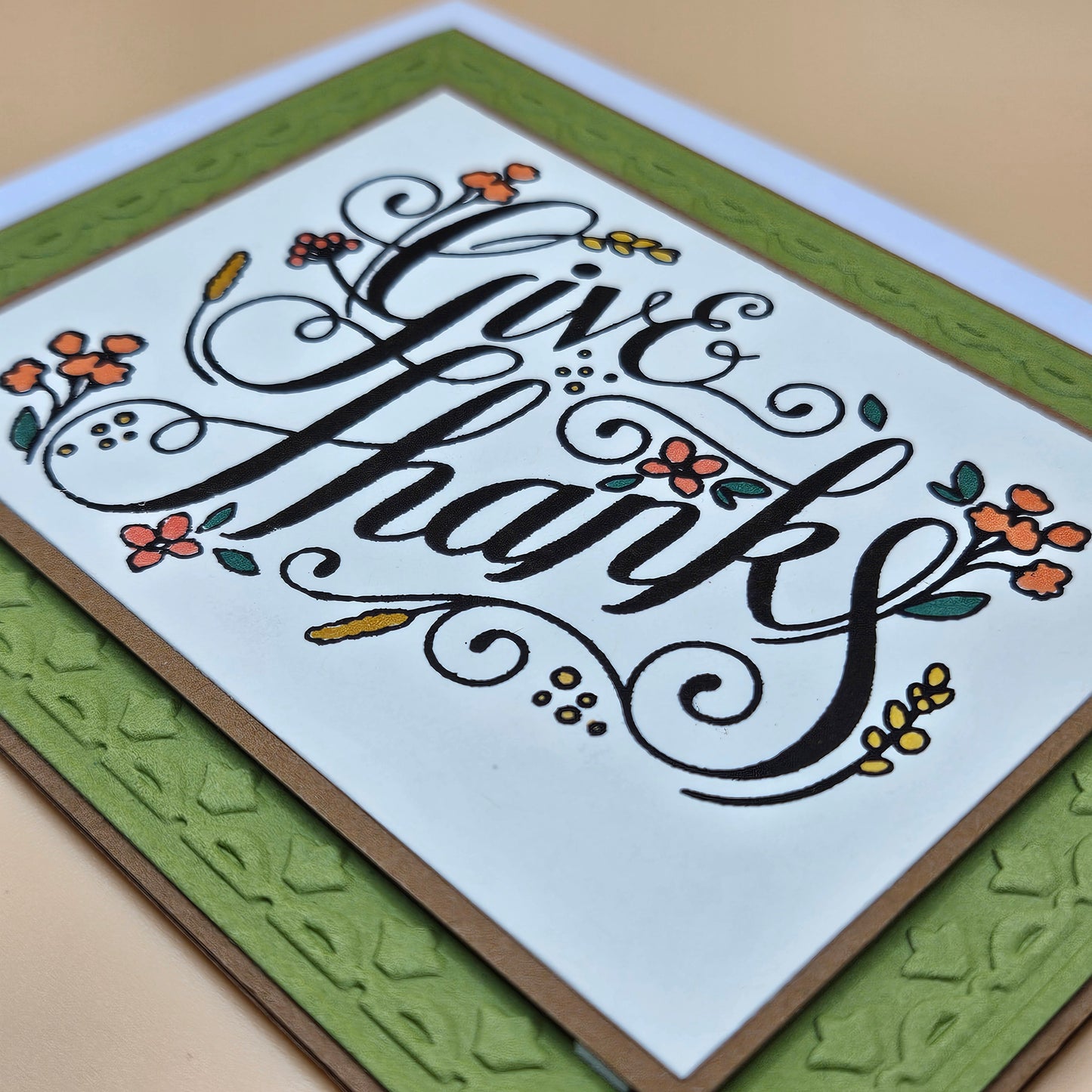 Handmade Thanksgiving Greeting Card For Friends or Family, Autumn Florals
