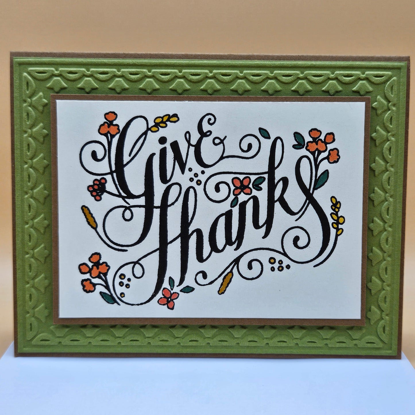 Handmade Thanksgiving Greeting Card For Friends or Family, Autumn Florals