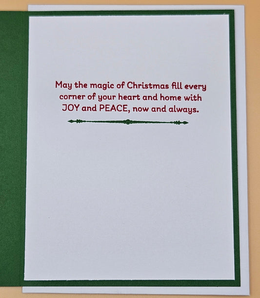 Handmade Christmas Card, Hand Colored Vintage Santa Greeting Card, Holly Jolly