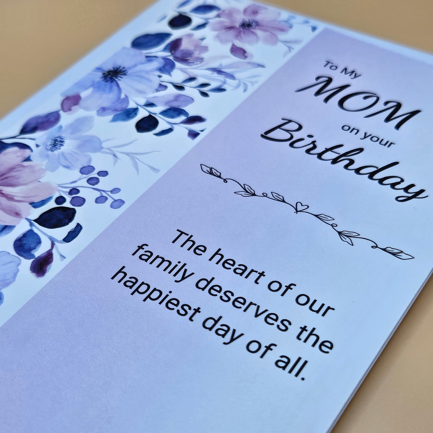 Birthday Card for Mom, Heartfelt Greeting Card for Her, Purple Floral Design, Mother's Birthday Card