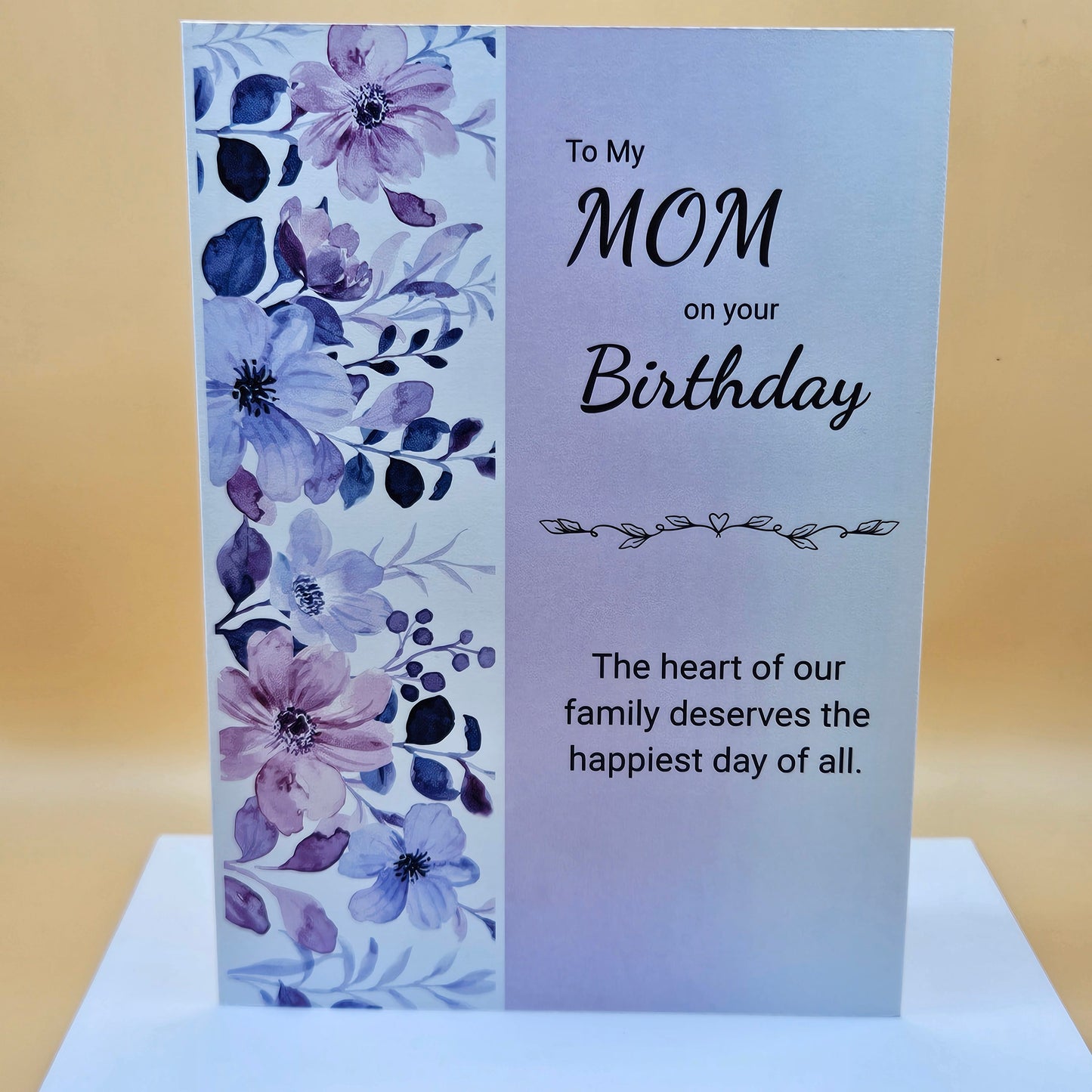 Birthday Card for Mom, Heartfelt Greeting Card for Her, Purple Floral Design, Mother's Birthday Card