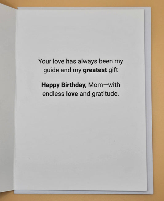 Birthday Card for Mom, Heartfelt Greeting Card for Her, Purple Floral Design, Mother's Birthday Card Tiddly Pom Cards