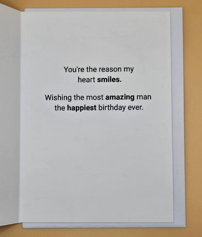 Birthday Card for Boyfriend, Romantic Greeting Card for Him with Heartfelt Message, Red Geometric Masculine Card