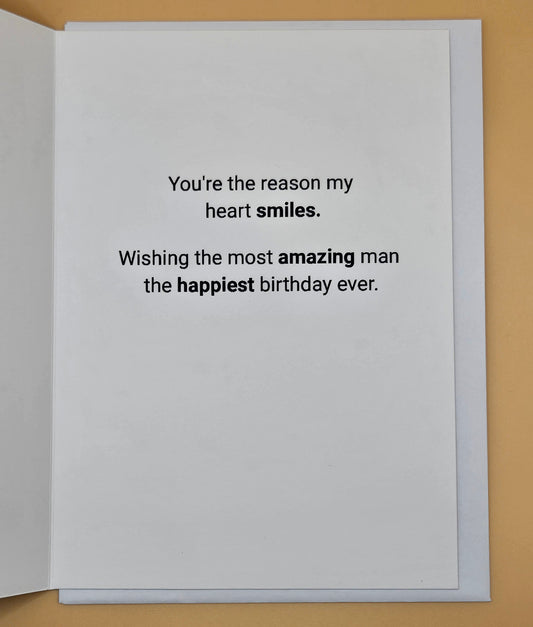 Birthday Card for Boyfriend, Romantic Greeting Card for Him with Heartfelt Message, Red Geometric Masculine Card