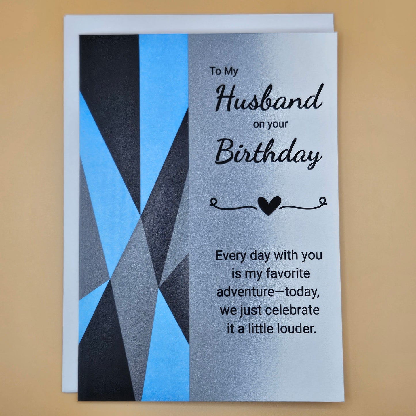 Birthday Card for Husband, Romantic Greeting Card for Him, Blue Heartfelt Message Masculine Card