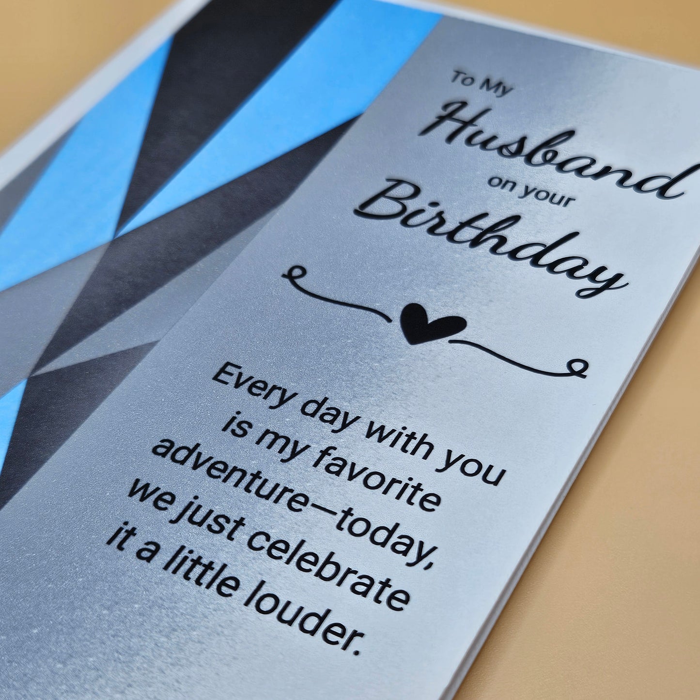 Birthday Card for Husband, Romantic Greeting Card for Him, Blue Heartfelt Message Masculine Card