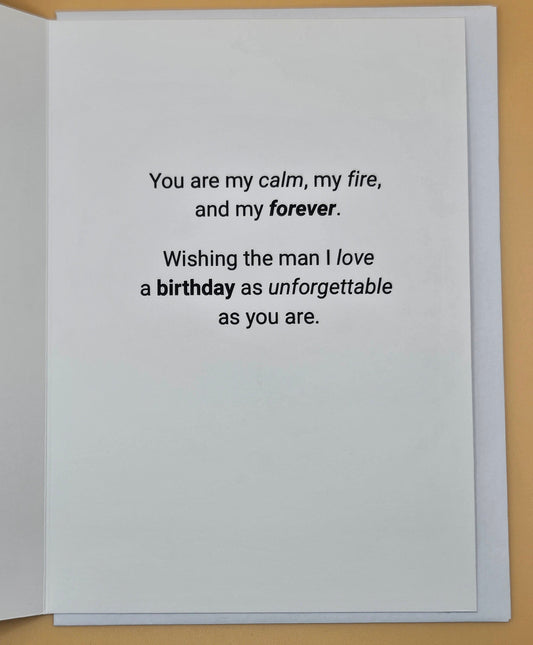 Birthday Card for Husband, Romantic Greeting Card for Him, Blue Heartfelt Message Masculine Card Tiddly Pom Cards