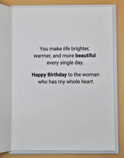 Birthday Card for Wife, Romantic Greeting Card, Heartfelt Message for Her, Pink Hearts