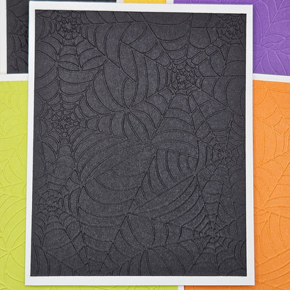 Embossed Halloween Note Cards, Handmade Spiderweb Stationery Set of 10 in Fall Colors