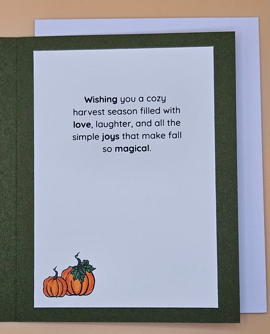 Handmade Halloween Card, Autumn Greeting Card for Friends and Family, Thanksgiving Scarecrow Harvest
