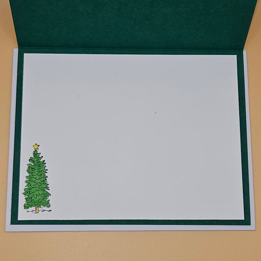 Handmade Merry Christmas Card, Gold Glitter Holiday Greeting Card