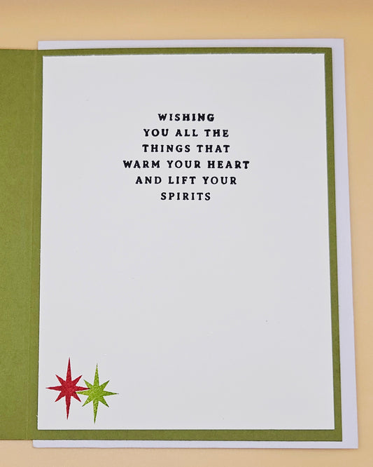 Handmade Christmas Card, Holiday Lights Greeting Card, Merry and Bright