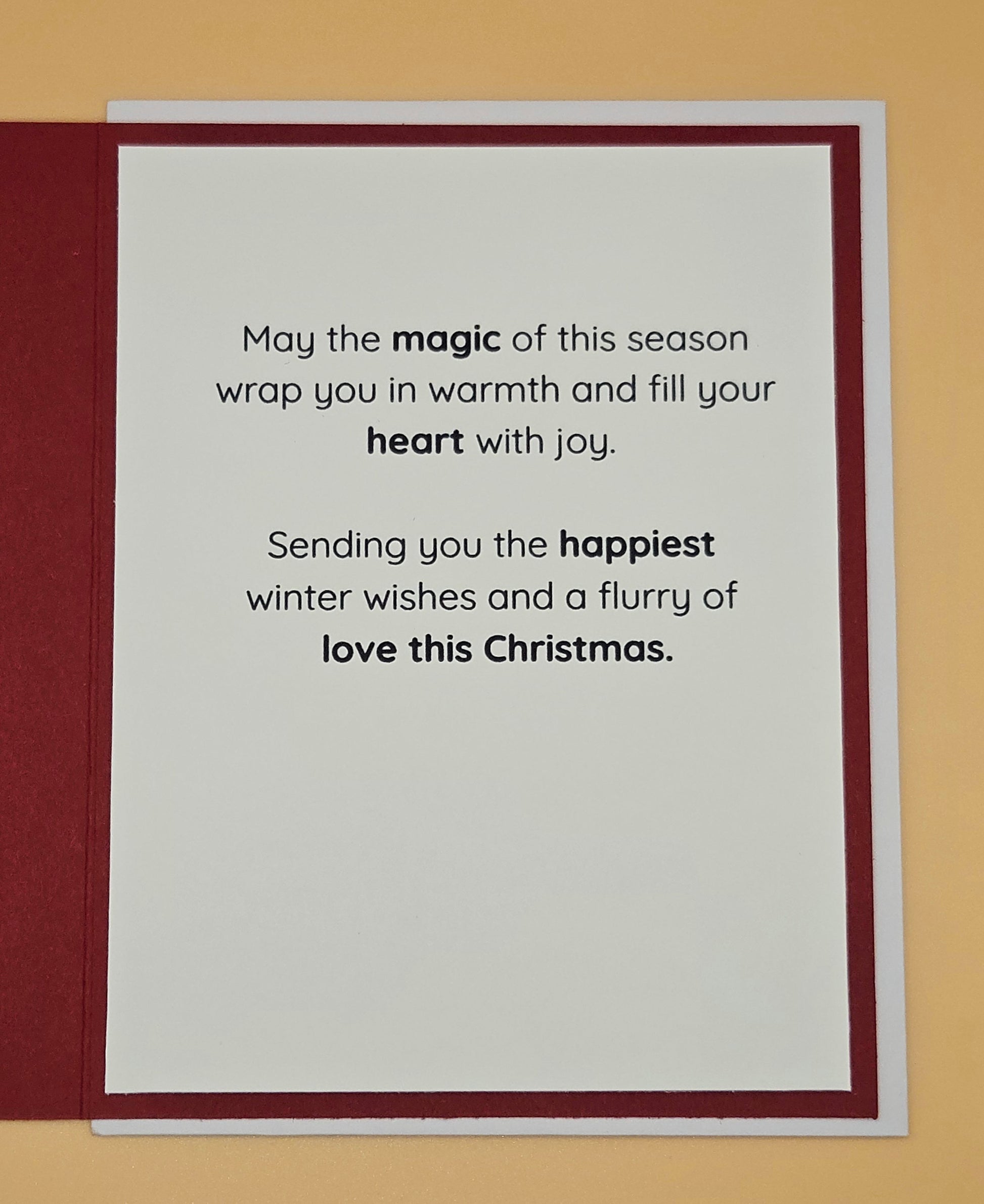 Handmade Christmas Card, Snow Scene Greeting Card Gift for Him/Her, Snowman Kisses, Cozy Winter Wishes Tiddly Pom Cards