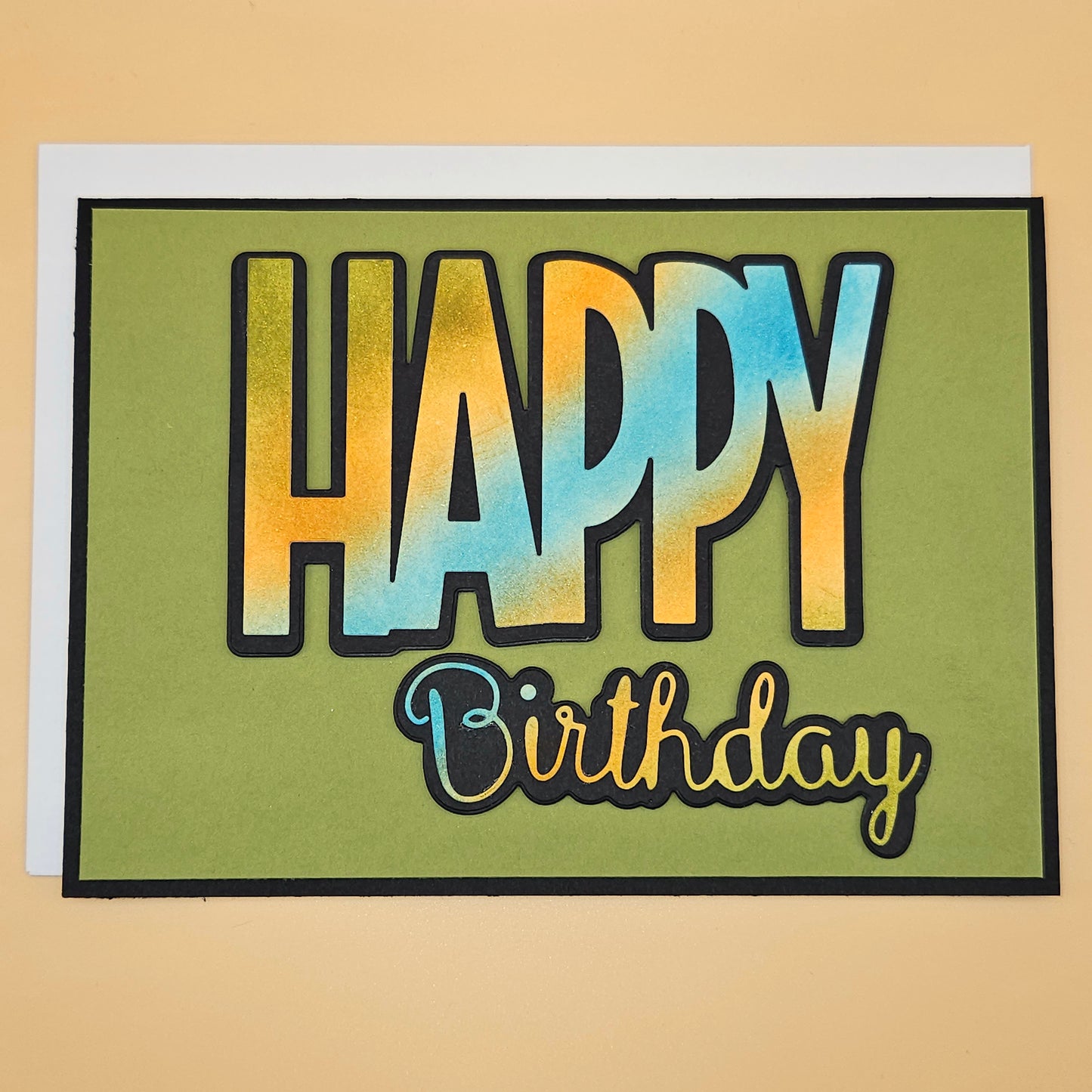 Handmade Happy Birthday Card, Colorful Modern  5x7 Layered Die Cut Greeting Card for Him/Her