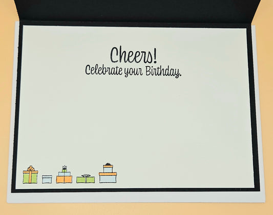 Handmade Happy Birthday Card, Colorful Modern  5x7 Layered Die Cut Greeting Card for Him/Her