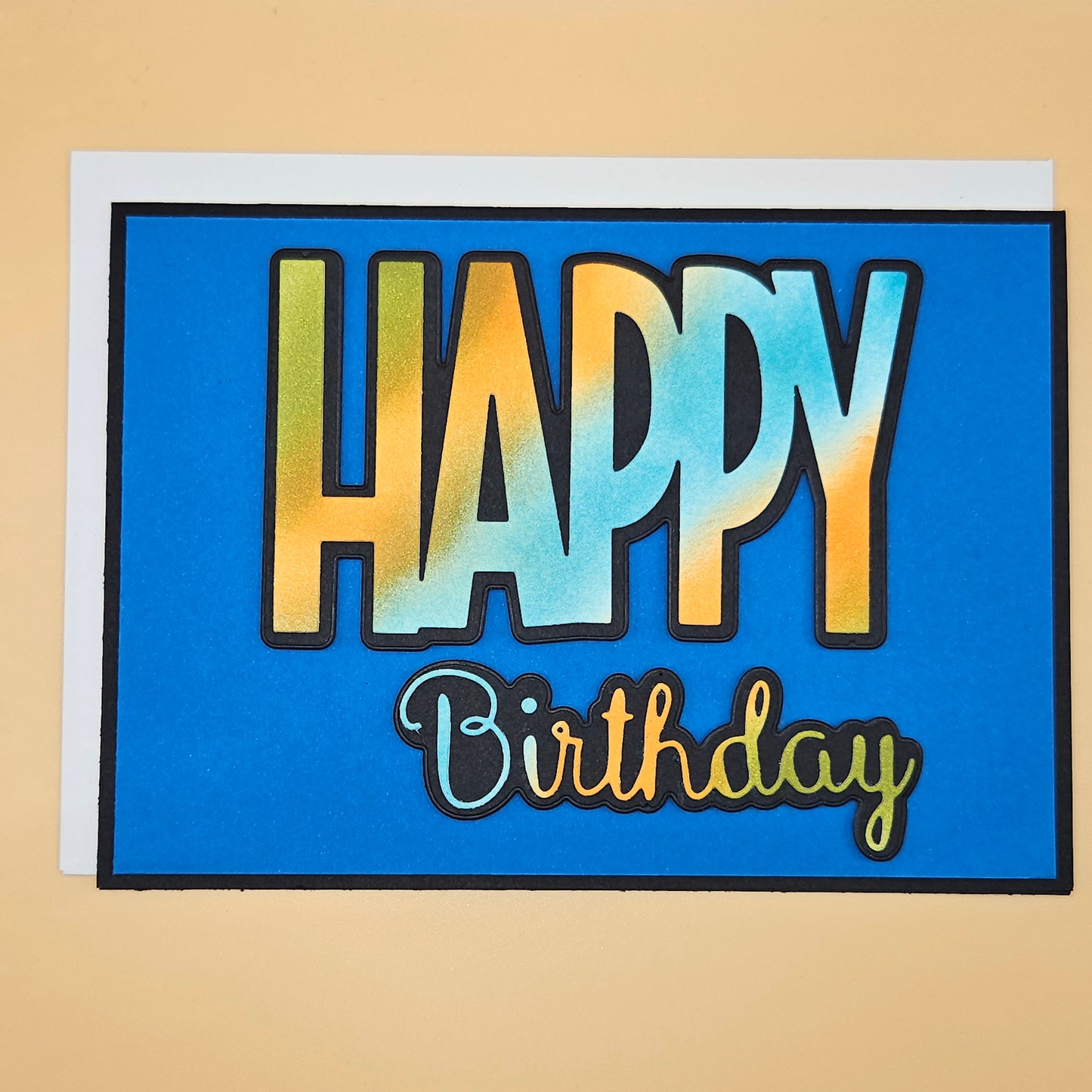 Handmade Happy Birthday Card, Colorful Modern  5x7 Layered Die Cut Greeting Card for Him/Her