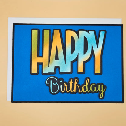 Handmade Happy Birthday Card, Colorful Modern  5x7 Layered Die Cut Greeting Card for Him/Her