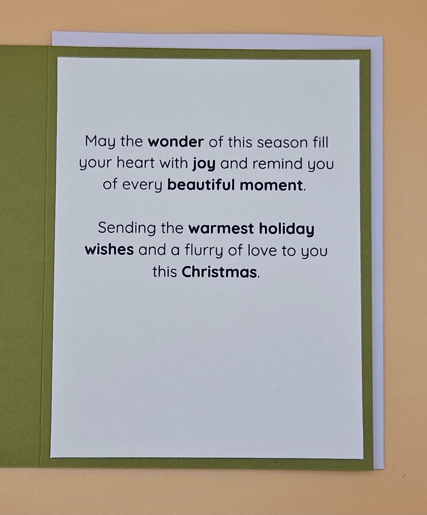 Handmade Christmas Card, Reindeer Kisses Holiday Wishes Greeting Card with Heartfelt Message Inside, Keepsake Christmas Gift for Loved Ones