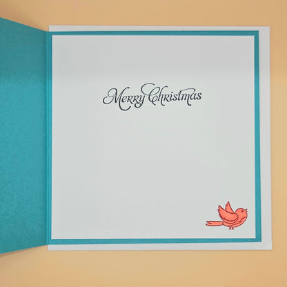 Handmade Christmas Decoupage Card, Snowman Village Post Office Holiday Greeting Card, Classic Vintage Style