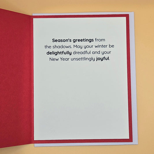 Handmade Gothic Christmas Card, Spooky Black Cat Dark Humor Holiday Greeting, Creepmas Gift, "Bah Humbug"