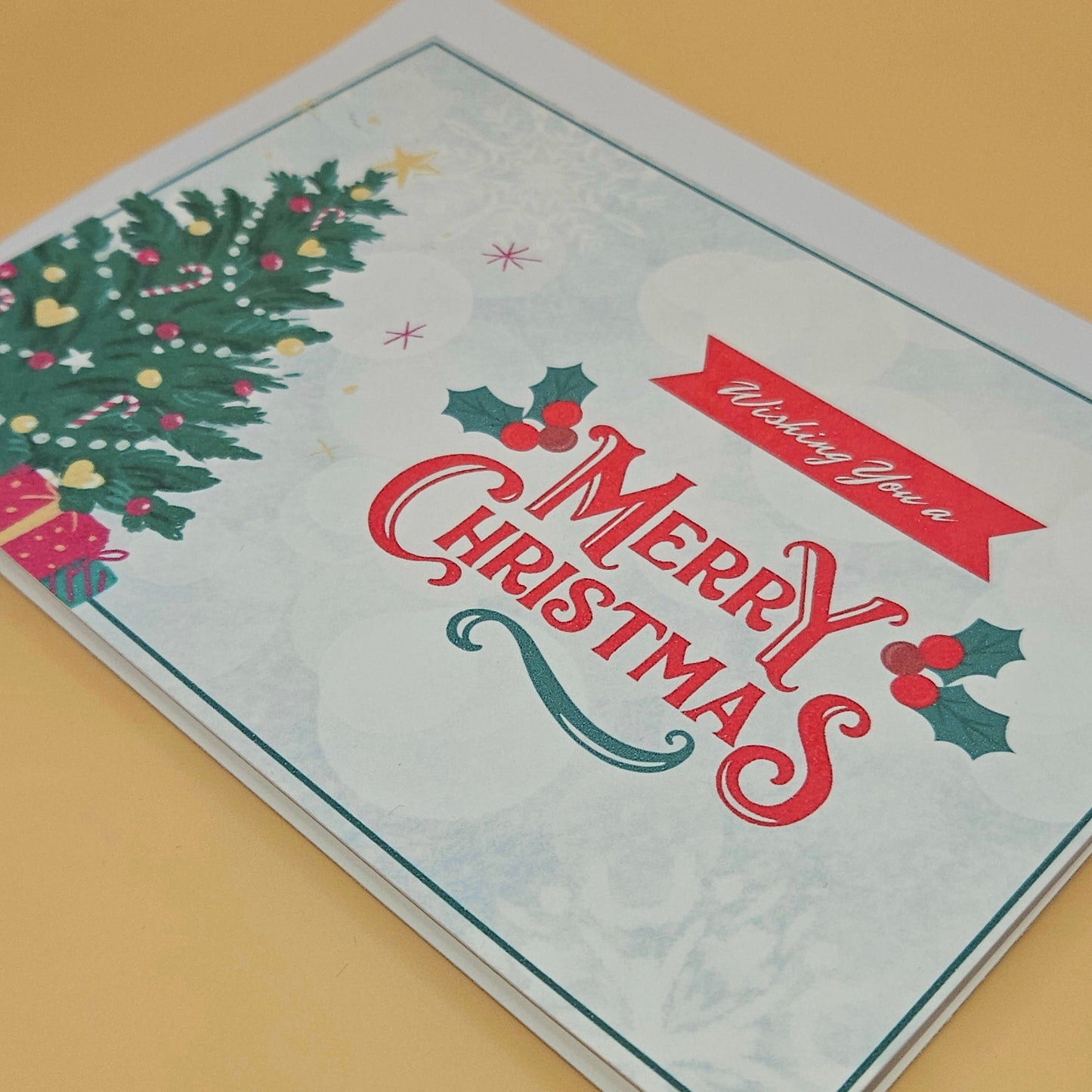 Vintage Christmas Card, Traditional Holiday Christmas Tree Greeting Card