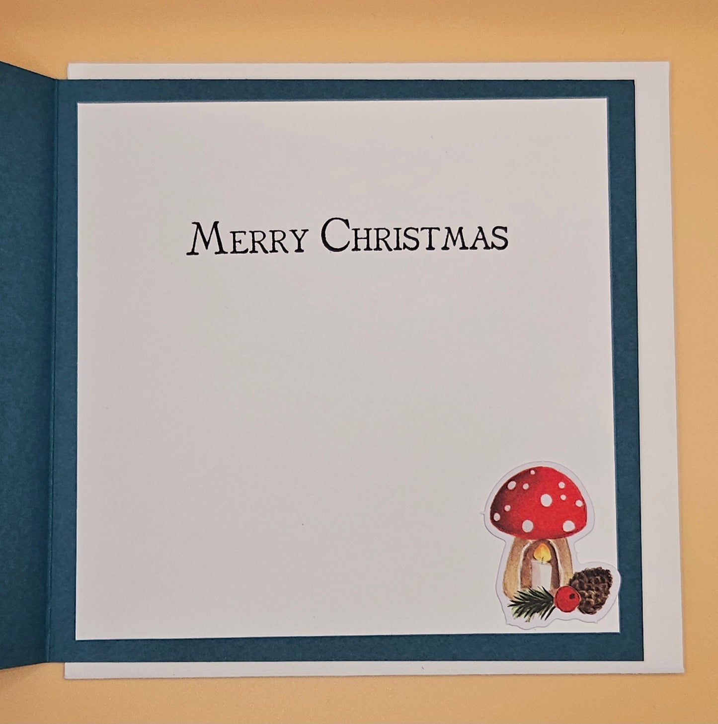 Handmade Christmas Card, Woodland Gnome Decoupage Greeting Card, Vintage Santa/Gnome Scene, Festive Forest Keepsake