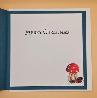 Handmade Christmas Card, Woodland Gnome Decoupage Greeting Card, Vintage Santa/Gnome Scene, Festive Forest Keepsake