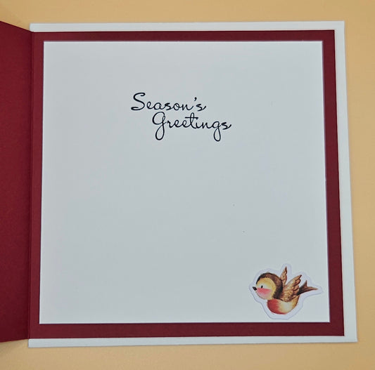 Handmade Christmas Card, Vintage Holiday Gnome Decoupage Greeting Card, Gifts & Robin Keepsake