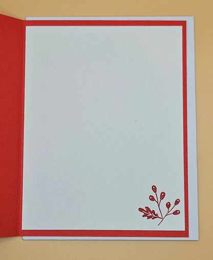 Handmade Christmas Card, Vintage Candy Cane Holiday Greeting Card, Festive Red Glitter Keepsake