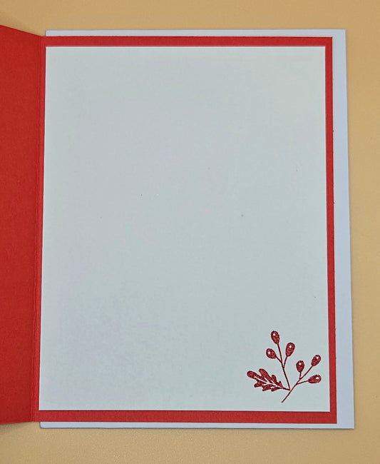 Handmade Christmas Card, Vintage Candy Cane Holiday Greeting Card, Festive Red Glitter Keepsake