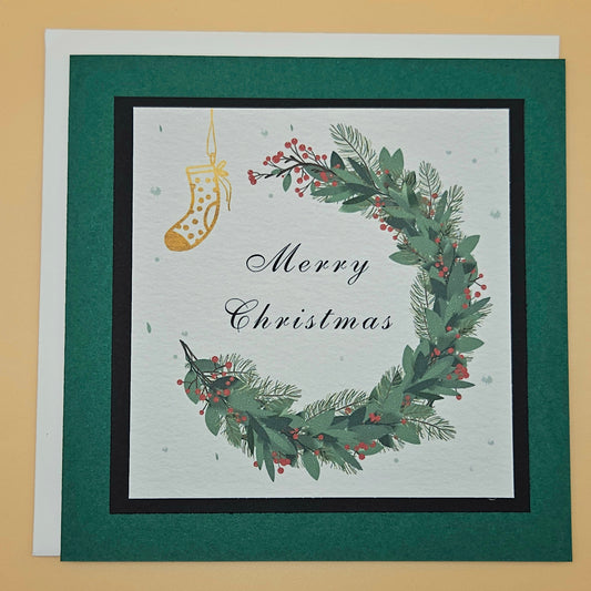 Handmade Christmas Card Bundle, Vintage Wreath Greeting Card Set of 3, Classic Holiday Keepsakes Tiddly Pom Cards