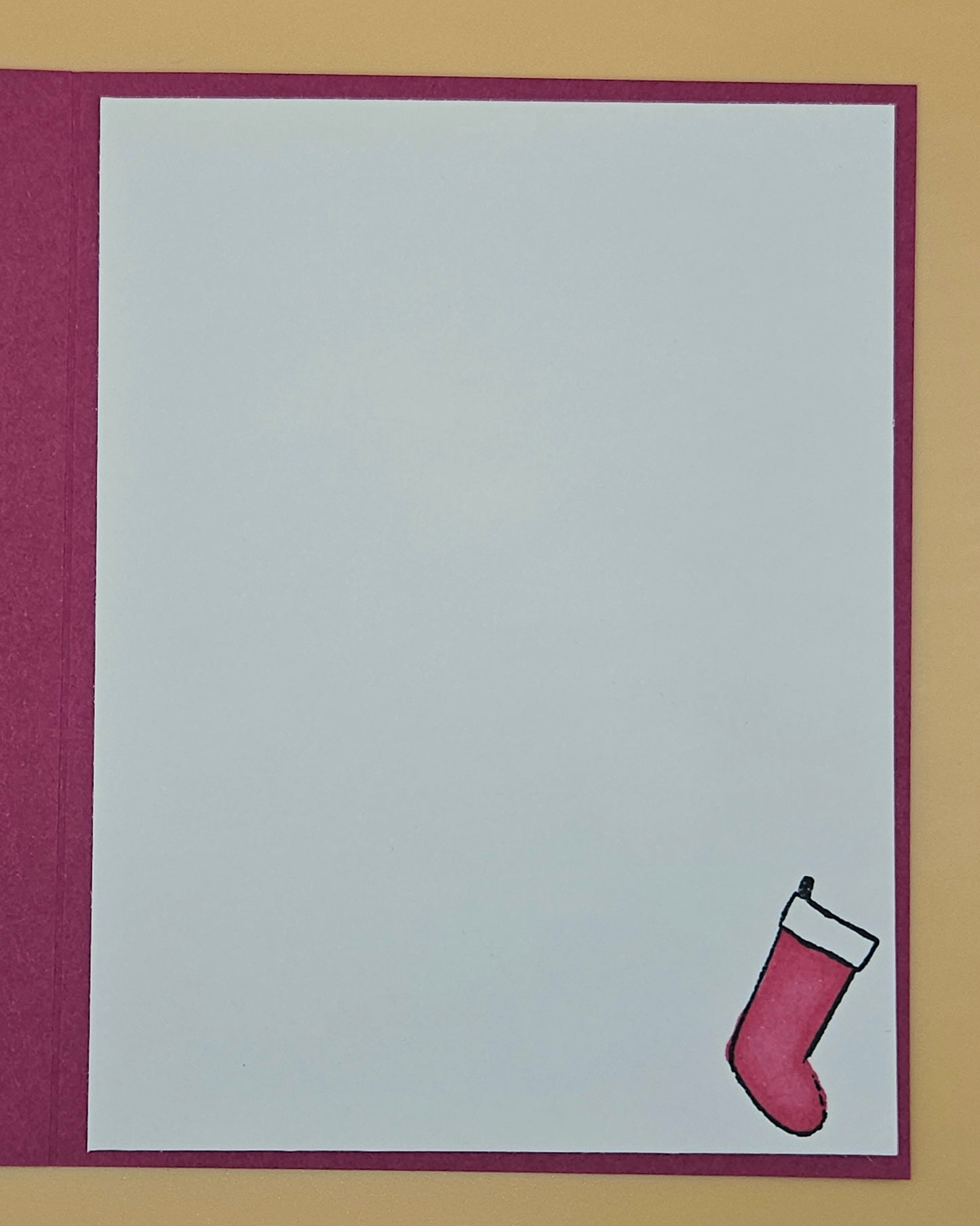 Handmade Christmas Card, Pink Watercolor Stockings Greeting Card, Pastel Hanging Boots Holiday Keepsake